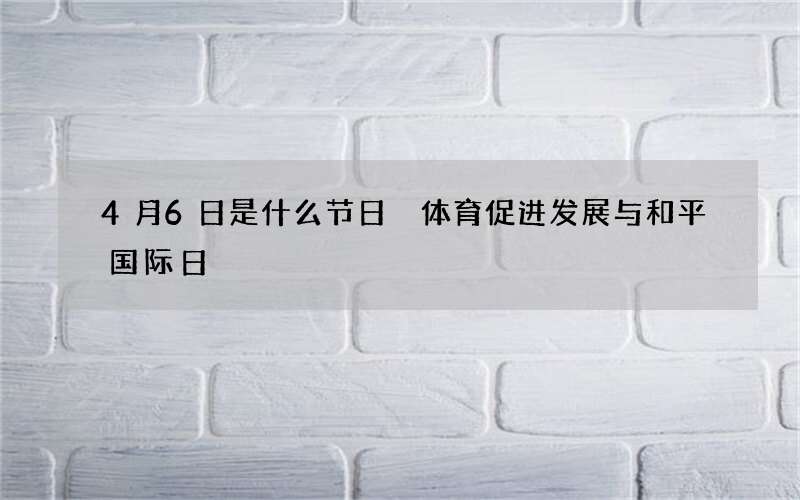 4月6日是什么节日 体育促进发展与和平国际日